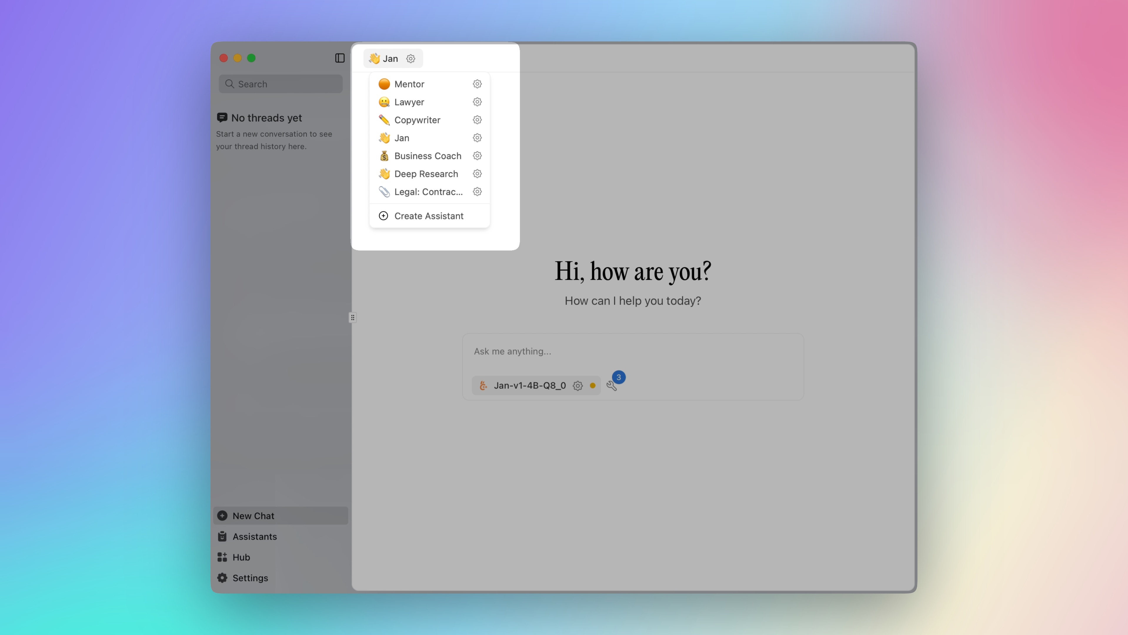 Create your first AI assistant in Jan