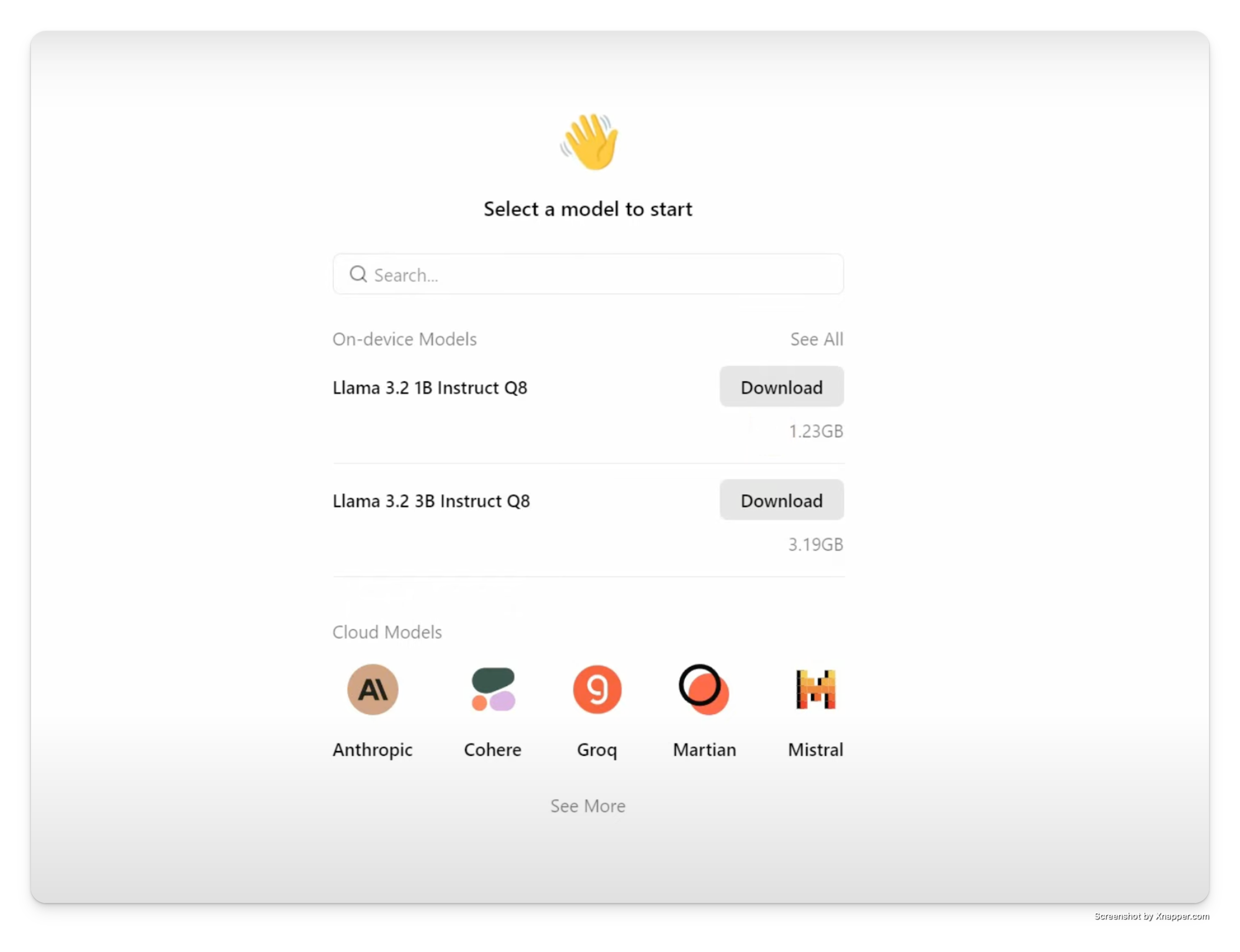 Jan's model selection interface showing various AI models