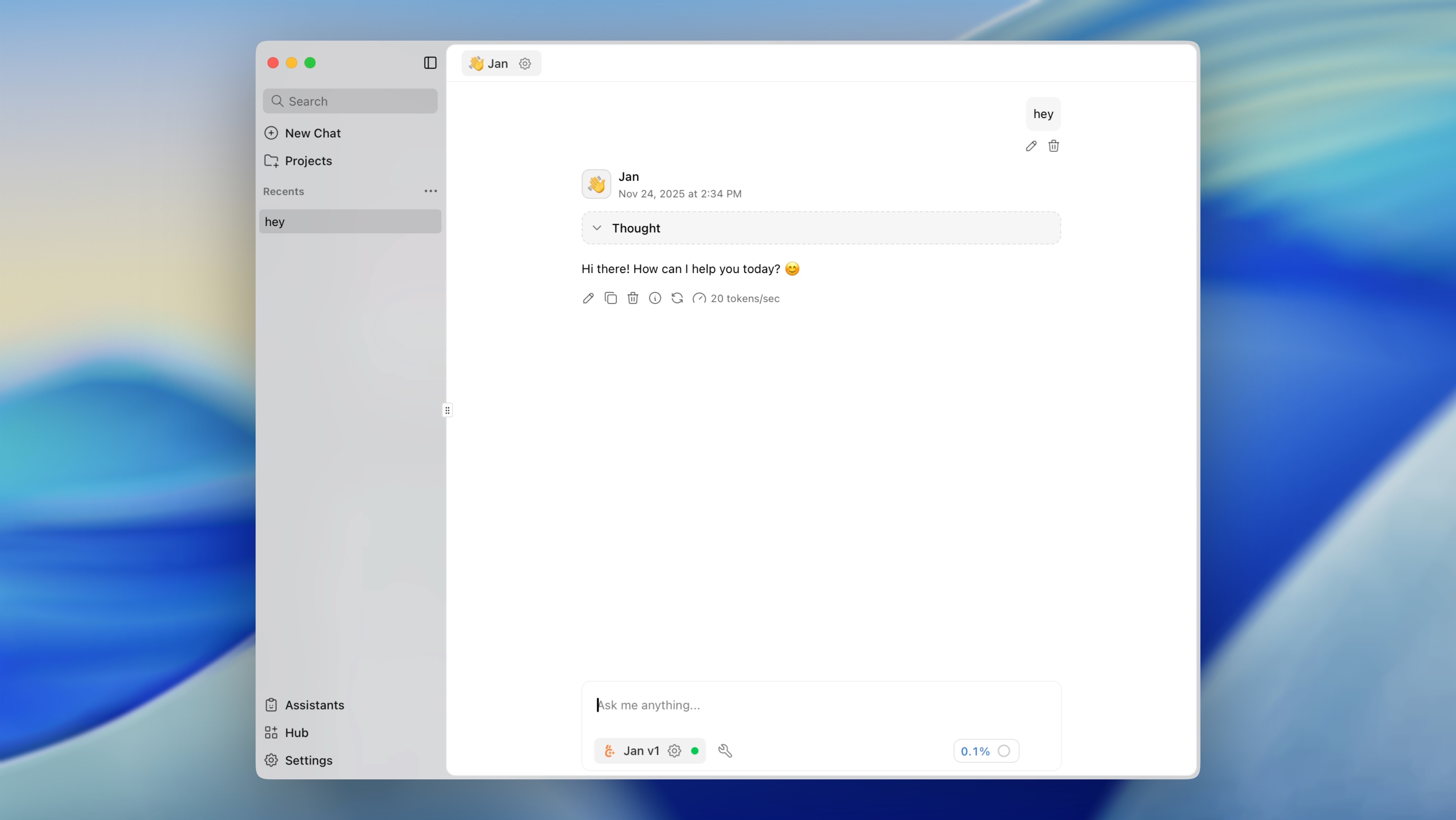 Running AI models locally using Jan
